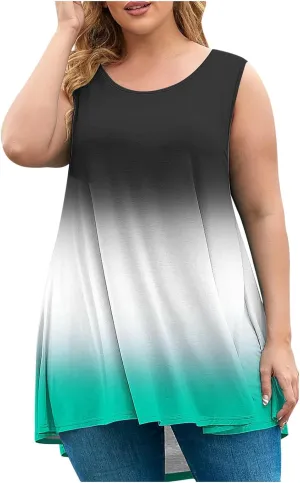 Women Tank Tops Plus Size 2025 Trendy Tanks Casual Crew Neck Comfy Oversized Sleeveless Tops Summer Basic Tees Blouses