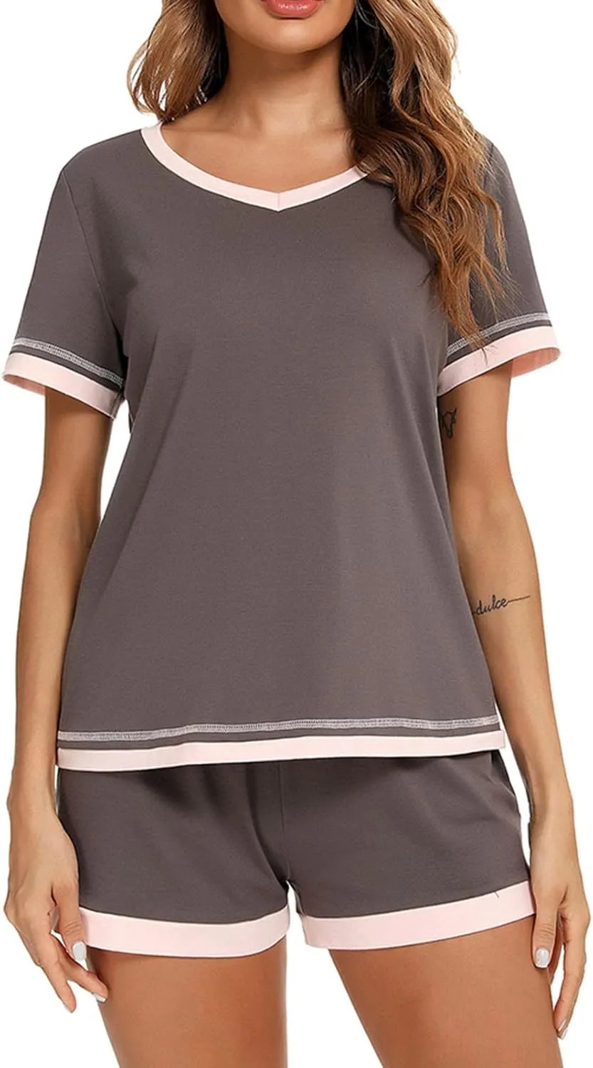 Womens 2 Piece Pj Set Shorts And Top Cool Lounge Sets Short Sleeve Casual Comfy Soft Sleepwear Trendy Clothes