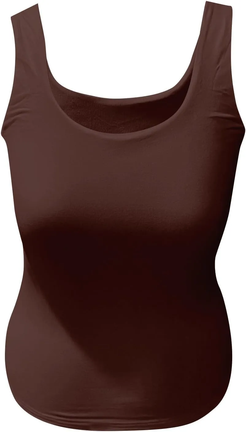 Women's Basic Double Lined Scoop Neck Tank Tops Camisole Tank Summer Sleeveless Tank Tops Basic Shirt
