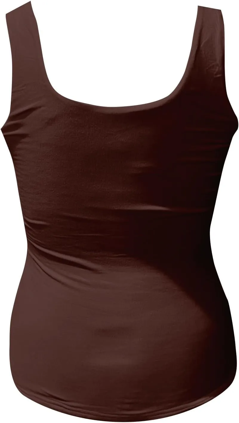 Women's Basic Double Lined Scoop Neck Tank Tops Camisole Tank Summer Sleeveless Tank Tops Basic Shirt
