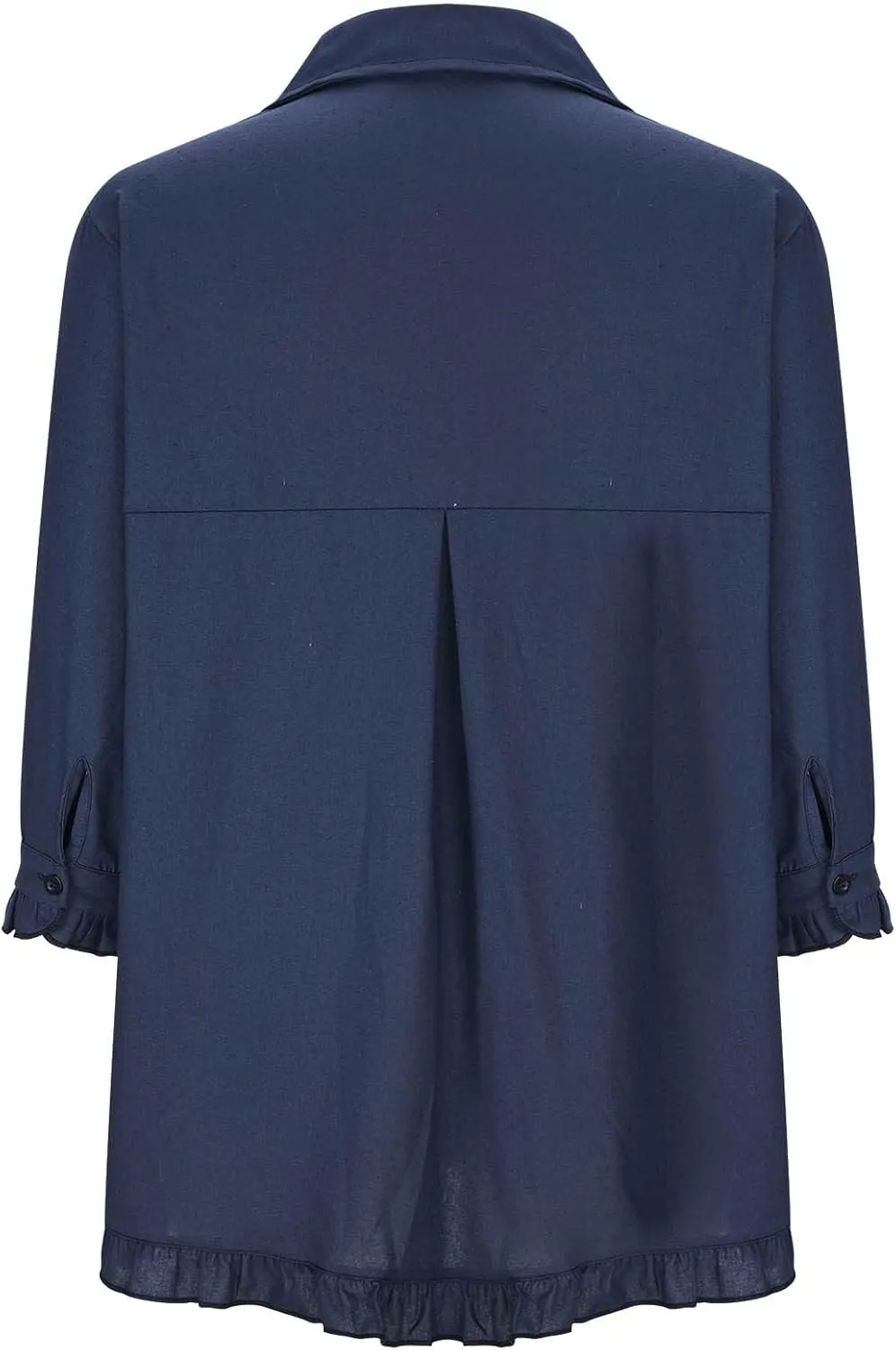 Womens Button Down Shirt Casual 3/4 Sleeve Collared Tops Classiac Fit Cover Shirts Soft Linen Summer Tops Blouses