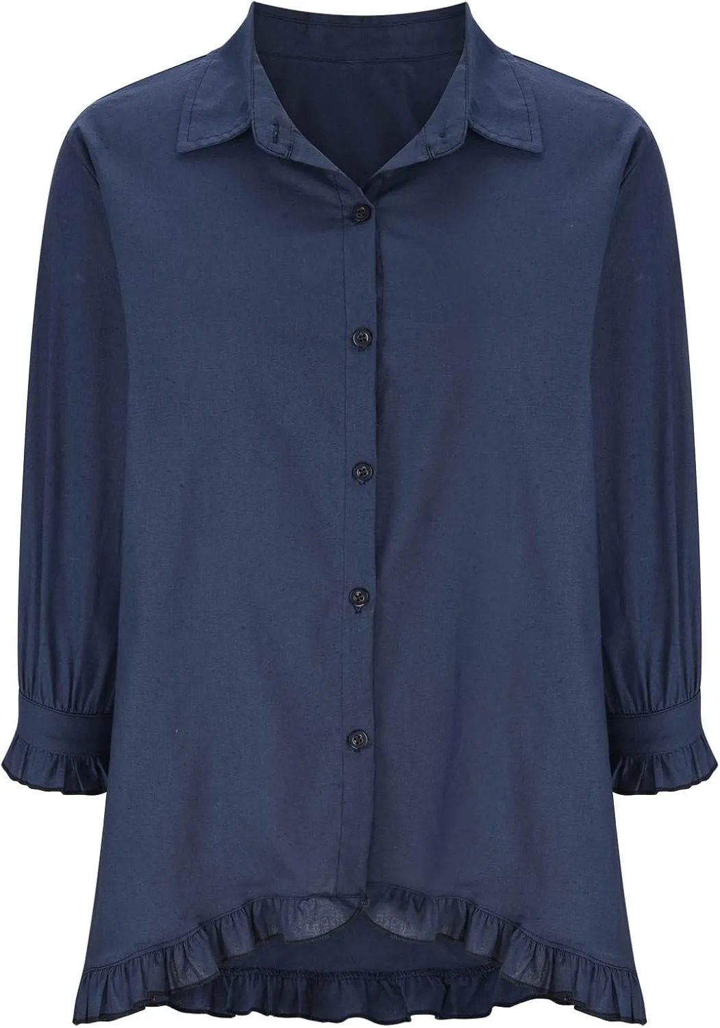 Womens Button Down Shirt Casual 3/4 Sleeve Collared Tops Classiac Fit Cover Shirts Soft Linen Summer Tops Blouses