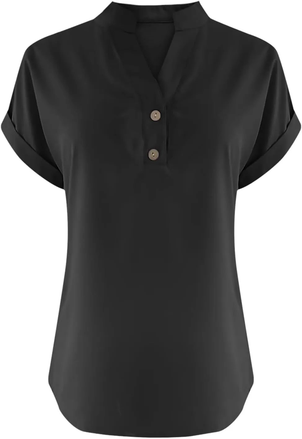 Womens Cotton Linen Shirts 2025 Summer Casual Half Button V Neck Short Sleeve Tunic Tops Trendy Business Work Blouses