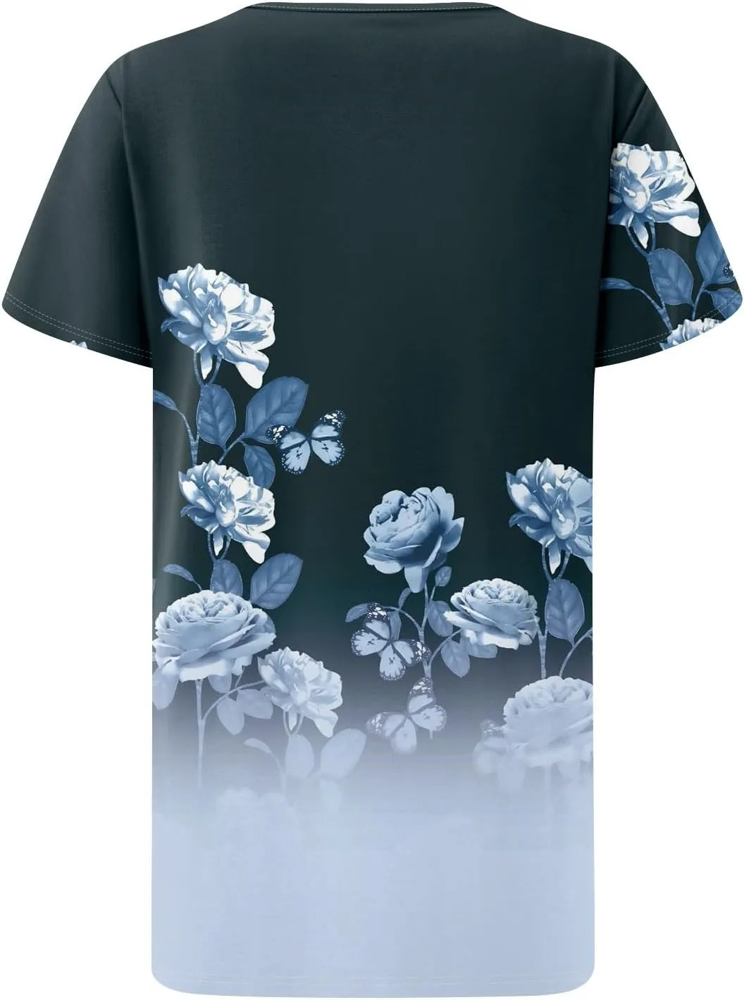 Womens Crewneck Short Sleeve Tops 2025 Boho Floral Prints Trendy Tshirts Business Casual Basic Tee Loose Blouse