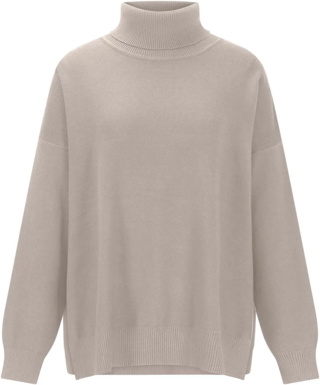 Women's Fall Turtleneck Sweater Casual Long Sleeve Comfy Knit Pullover Tops Side Split Loose Tunics Oversized Shirt