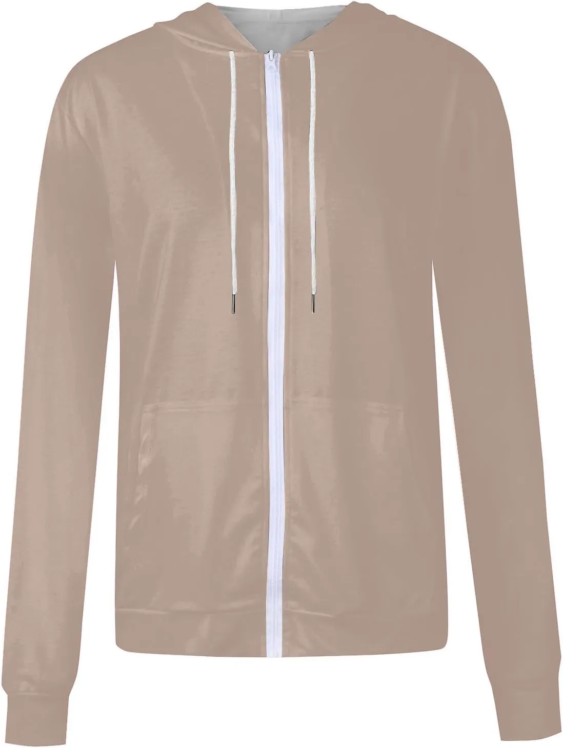 Women's Fashion Zipper Hoodie Long Sleeve Hooded Pullover Sweatshirt Casual Solid Color Tops With Pockets