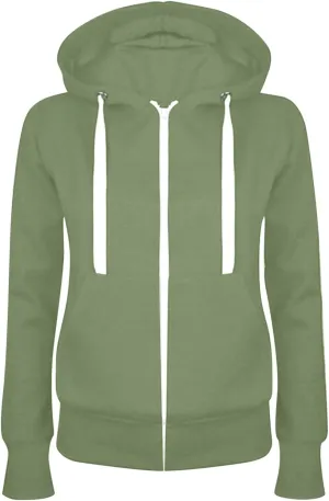 Women's Fashion Zipper Open Front Sweatshirt Casual Long Sleeve Fleece Hoodies Fall Winter Slim Sweater Coat
