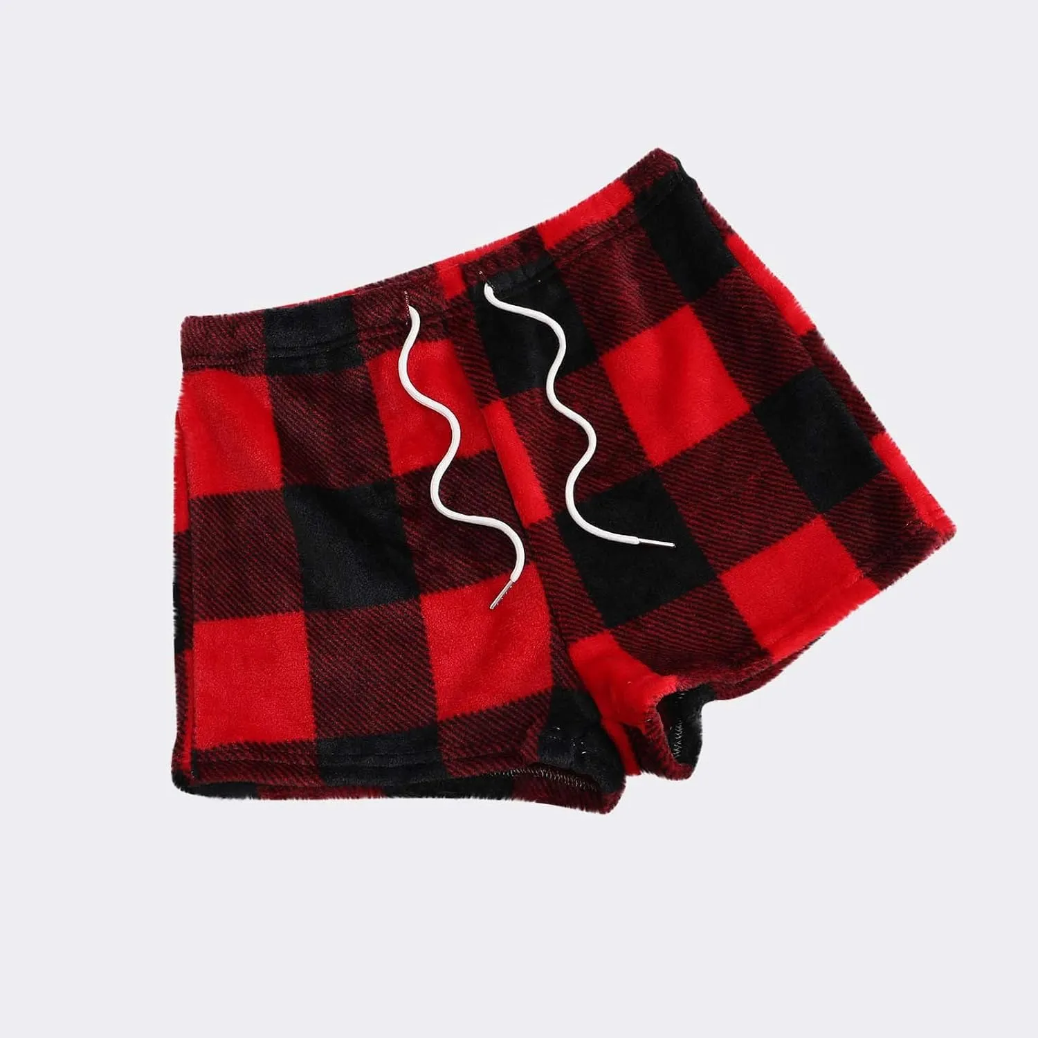 Women's Fuzzy Pajama Shorts Fleece Lounge Short Pants Comfy Drawstring Waist Sleepwear Winter Warm Loungewear