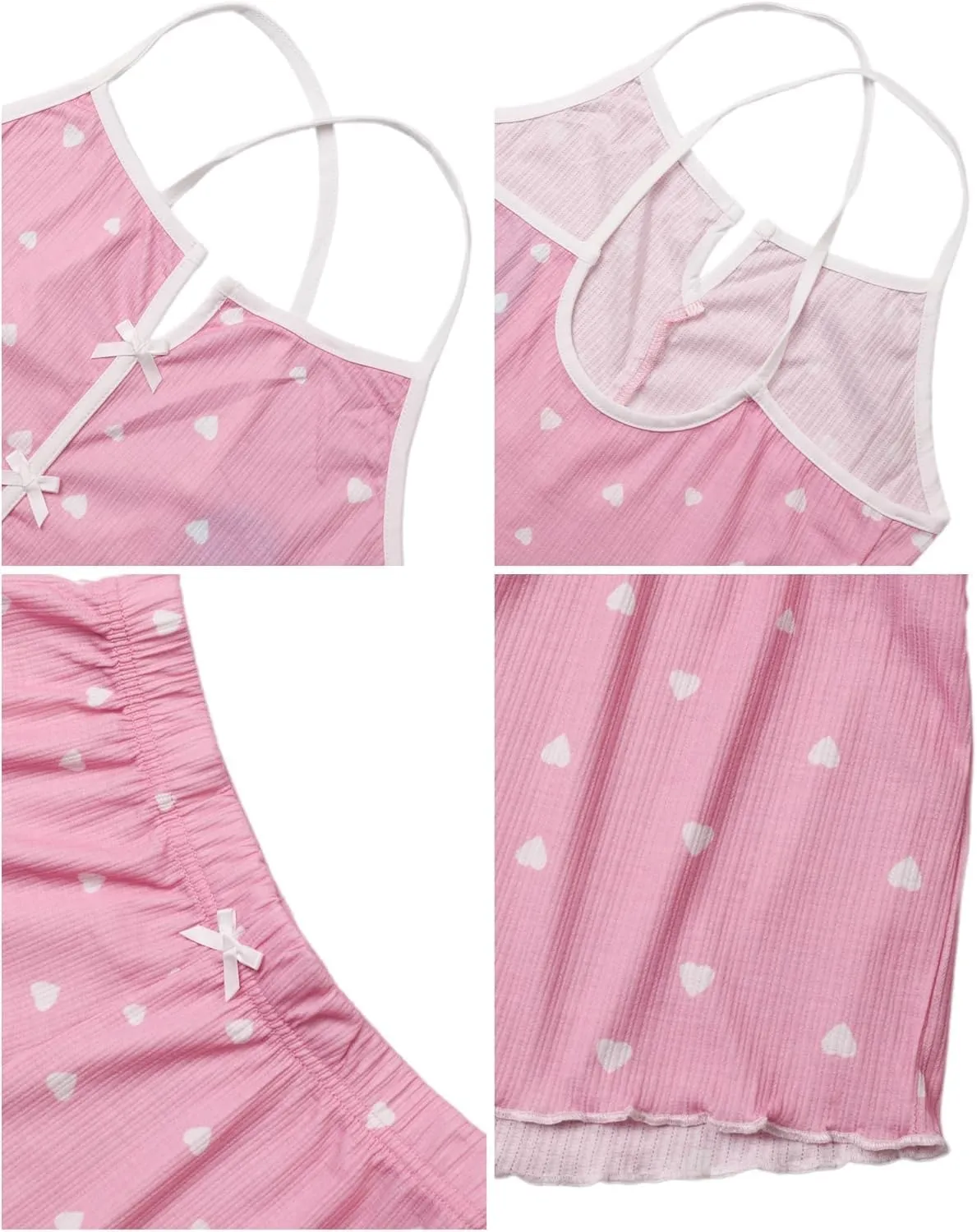 Womens Graphic Pajama Set Summer Cute Crop Cami and Shorts Ribbed 2 Piece Lounge Sets
