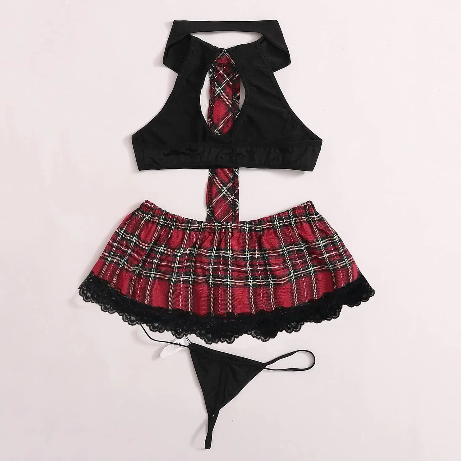 Womens Lingerie Sexy Lingerie Set Cosplay Top And Plaid Skirt Outfit