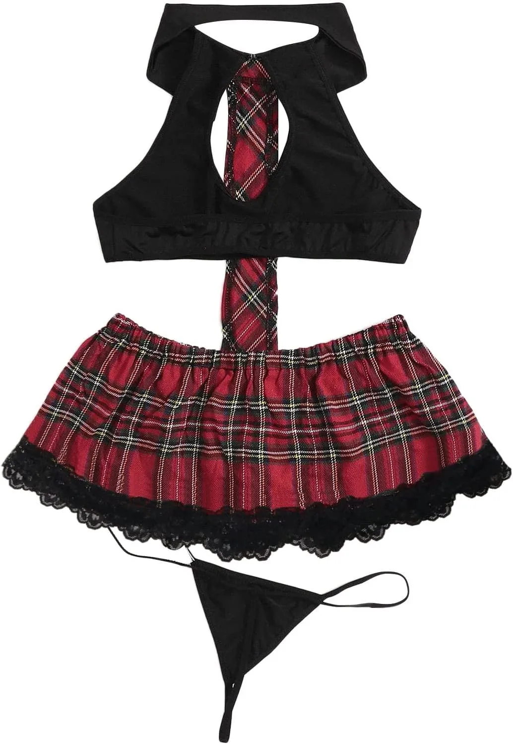 Womens Lingerie Sexy Lingerie Set Cosplay Top And Plaid Skirt Outfit
