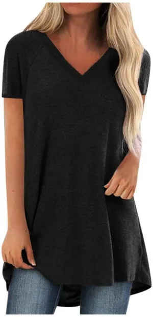 Womens Long Tunics or Tops to Wear with Leggings Short/Long Sleeve Blouses Shirts