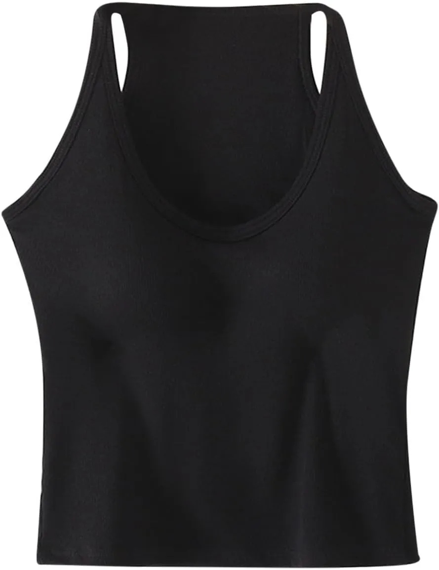 Women's Lounge Camisole Tank Tops Spaghetti Strap Rugular Fit Smooth Soft Athletic Workout Deep V Neck Tanks Shirts