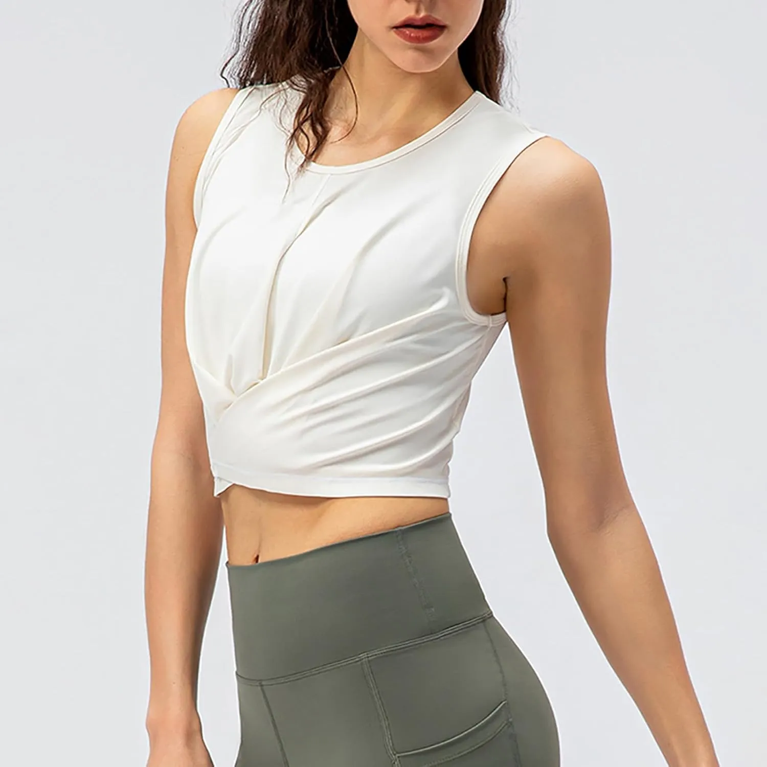 Women's Modal Sports Tank Tops, Lightweight Sleeveless Quick-Dry Athletic Yoga Shirts Fashion Drawstring Bow Tie Top