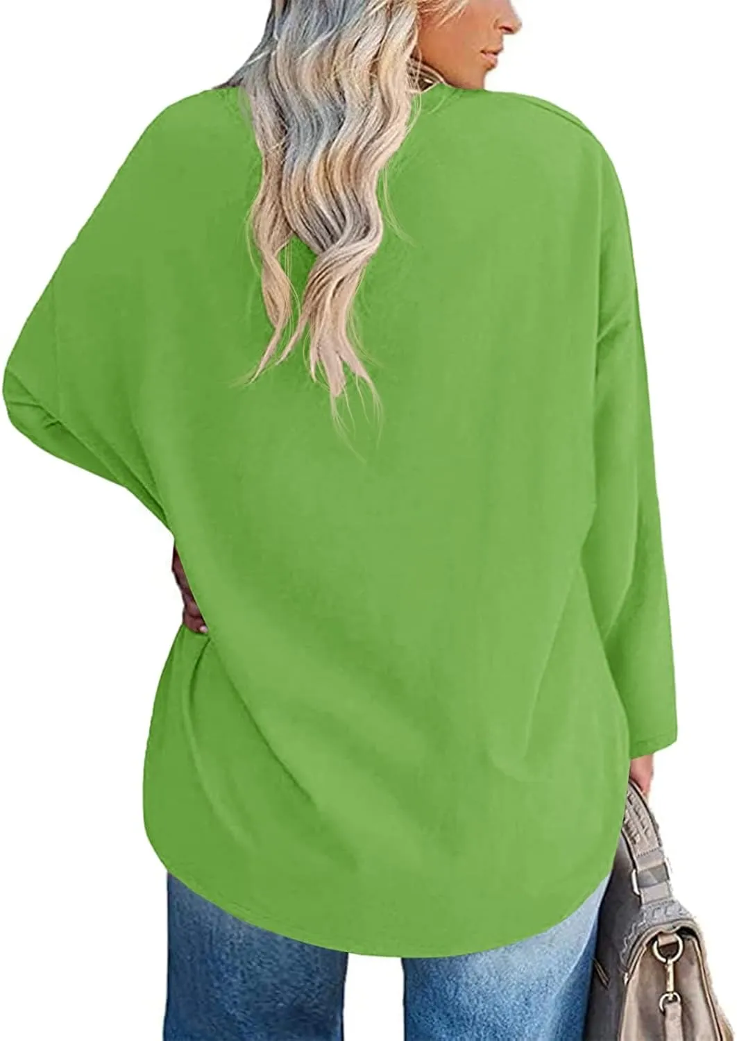Women's Plus Size Tops Long Sleeve Crew Neck Oversized T Shirts Loose Casual Tunics