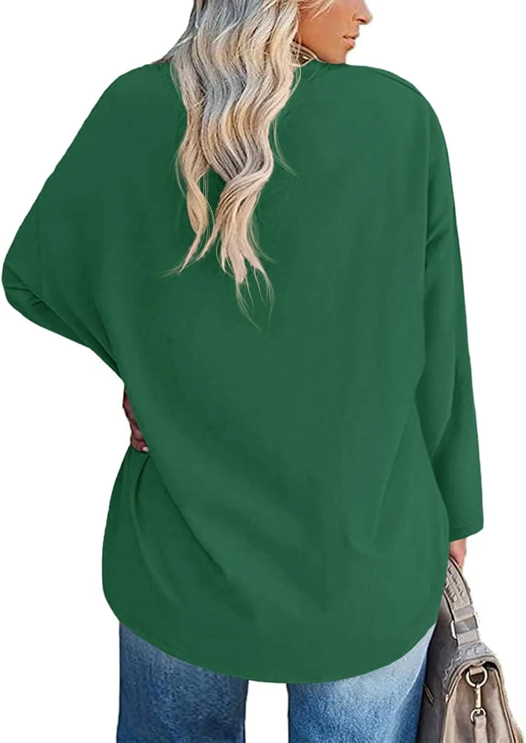 Women's Plus Size Tops Long Sleeve Crew Neck Oversized T Shirts Loose Casual Tunics