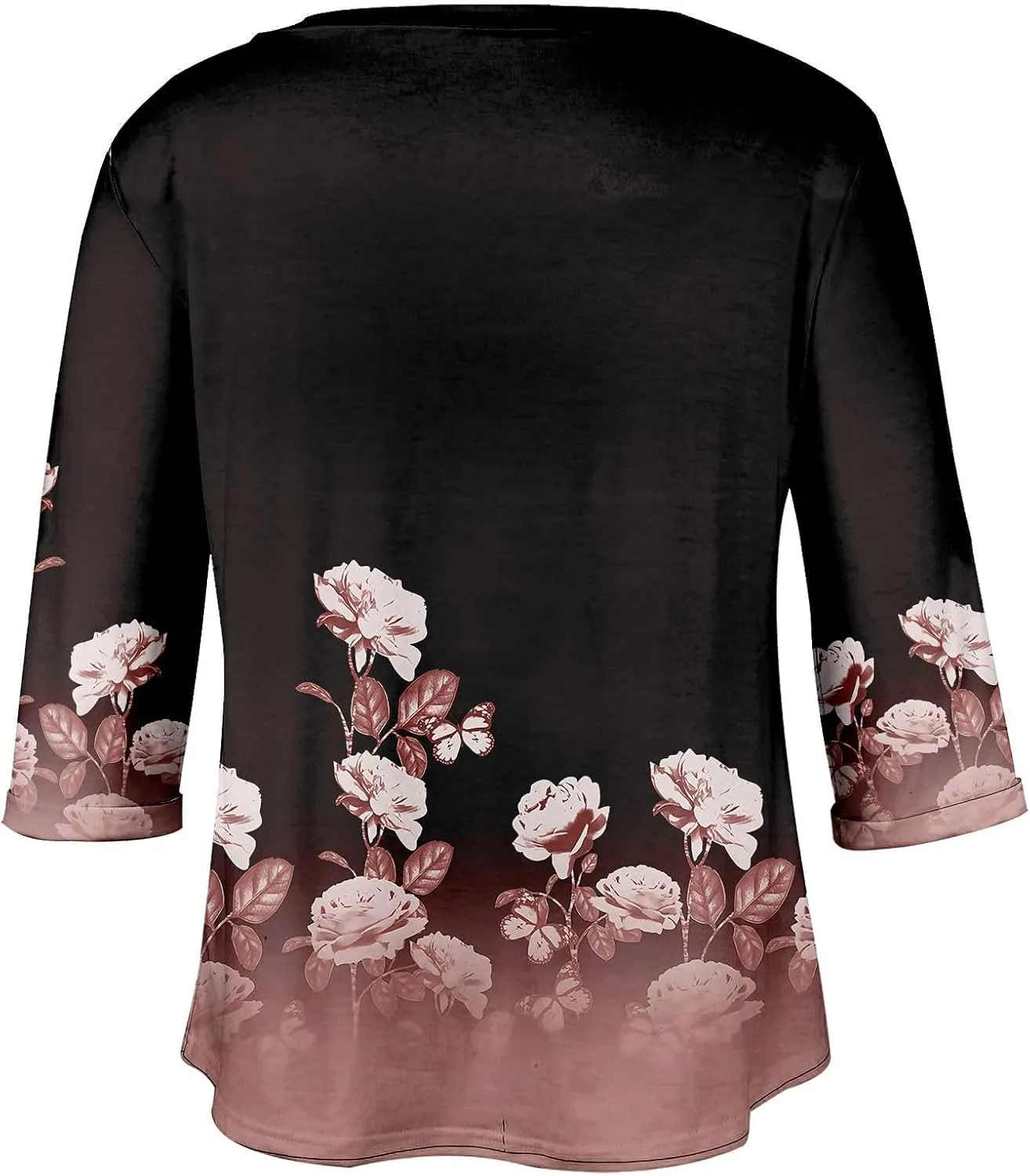 Womens Plus Size Tops V Neck Pullover Tshirts Casual Floral Printed Tunics Trendy Half Sleeve Spring Henley Shirts