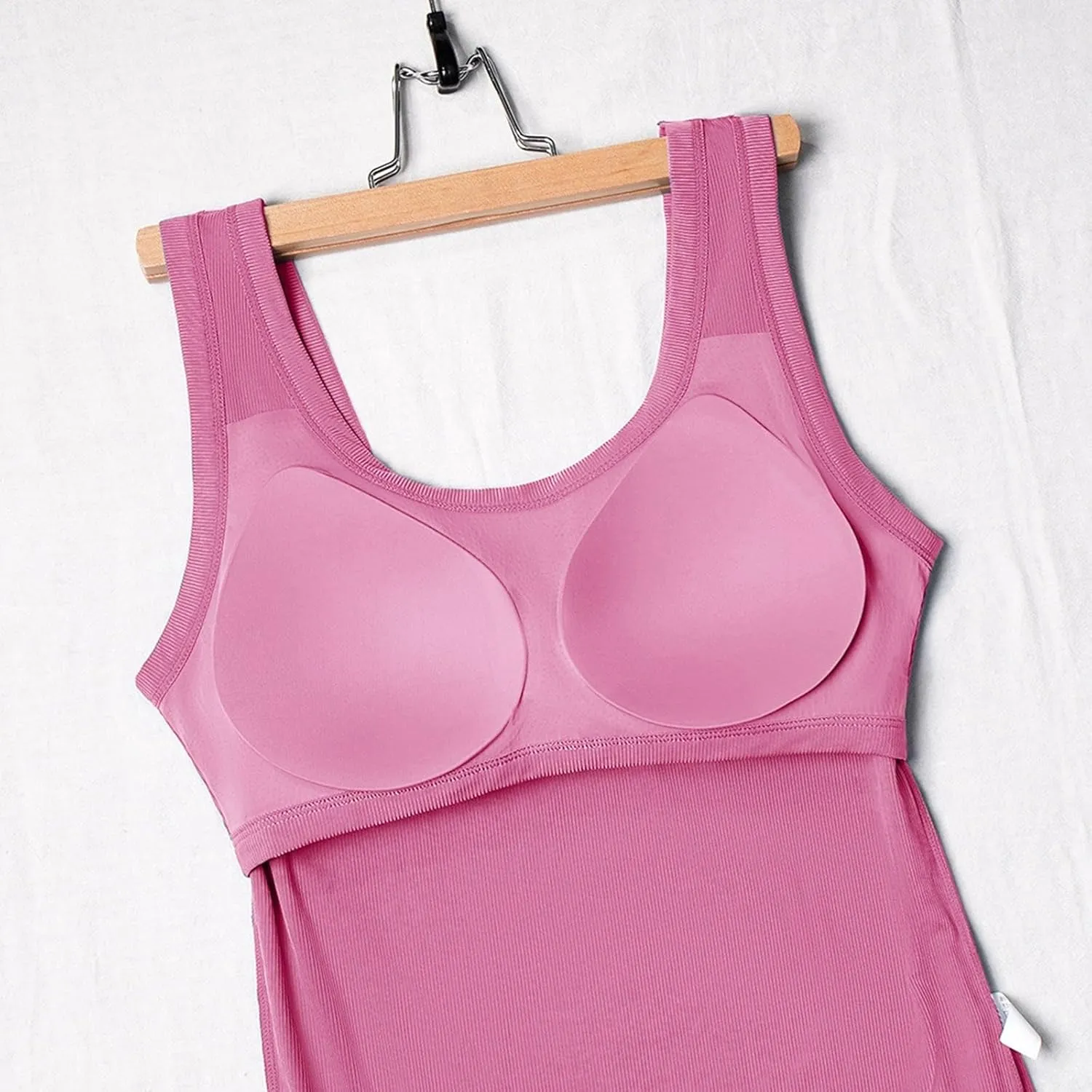 Women's Ribbed Racerback Built-in Bra Tank Tops with Convertible Necklines & Removable Breathable Undershirts
