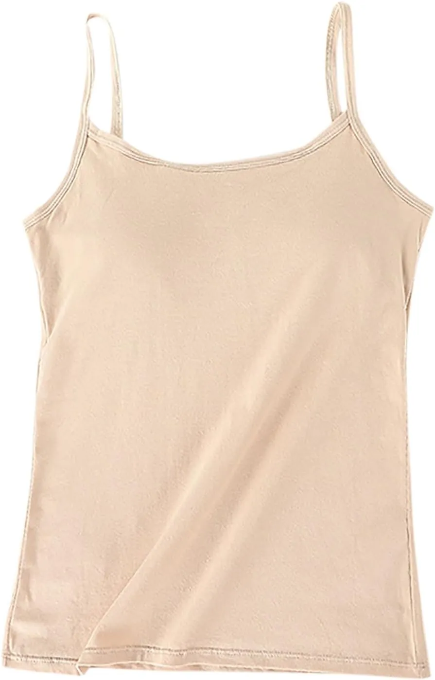 Womens Ribbed Workout Camisoles Built-In Bra Yoga Tanks with Breathable Stretch Convertible Spaghetti Strap Tops