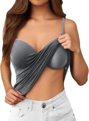 Women's Seamless Support Camisoles Built-In Bra Yoga Tanks with No Underwire & Padded Cups Workout Tops