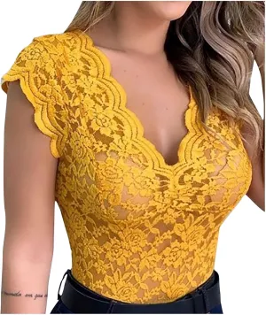 Women's Sexy Slim Blouse Lace V-Neck Sleeveless Shirts Evening Date Night Party Club Wear Solid Color Corset Tank Tops
