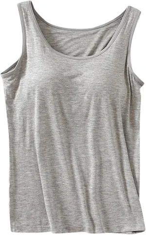 Women's Shelf Bra Tank Top Adjustable Strap Seamless Camisoles Yoga Shirts Cotton Undershirt