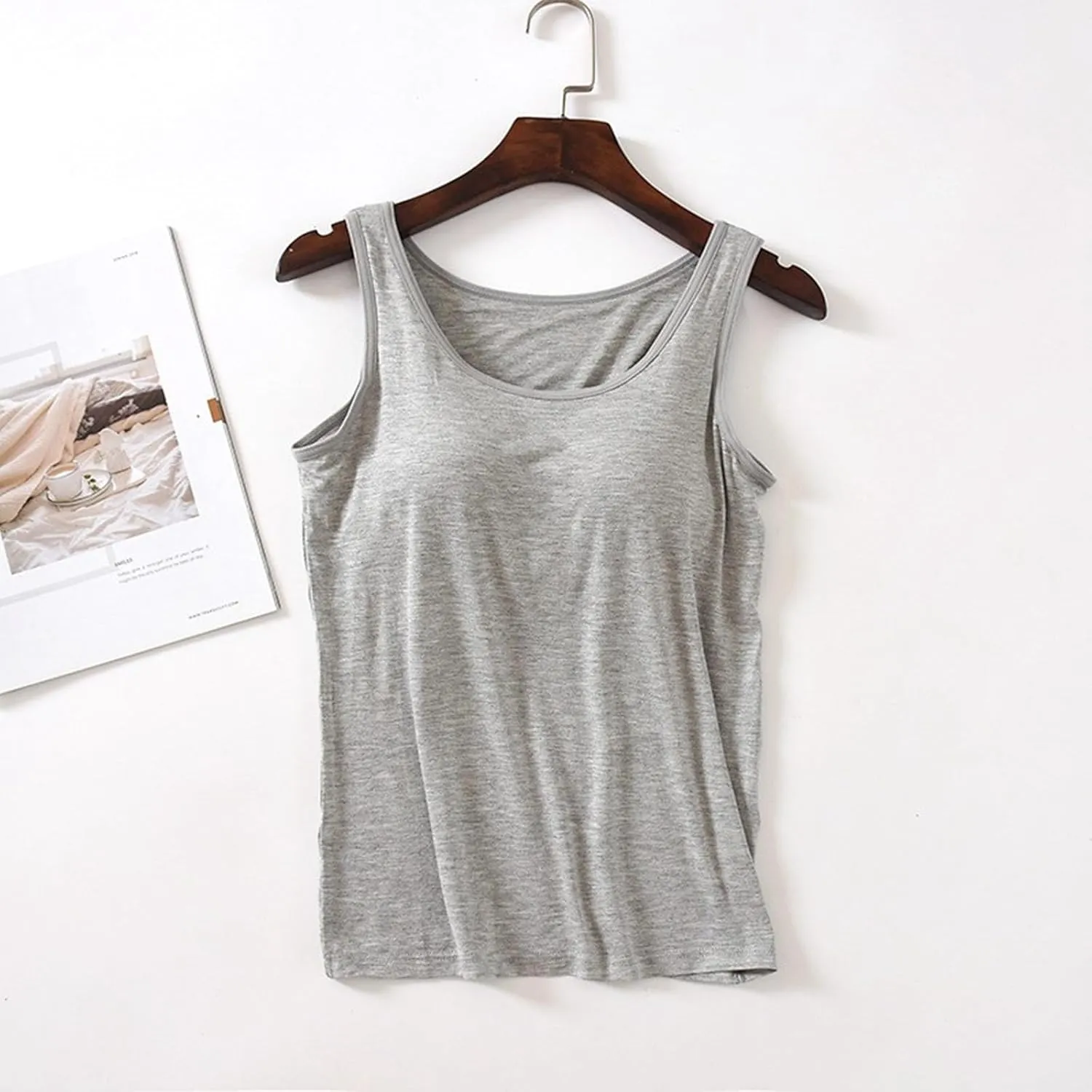 Women's Shelf Bra Tank Top Adjustable Strap Seamless Camisoles Yoga Shirts Cotton Undershirt