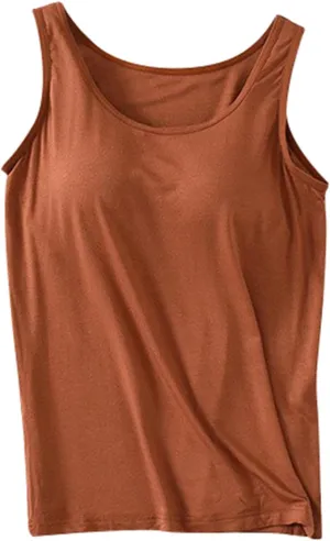 Women's Shelf Bra Tank Top Adjustable Strap Seamless Camisoles Yoga Shirts Cotton Undershirt
