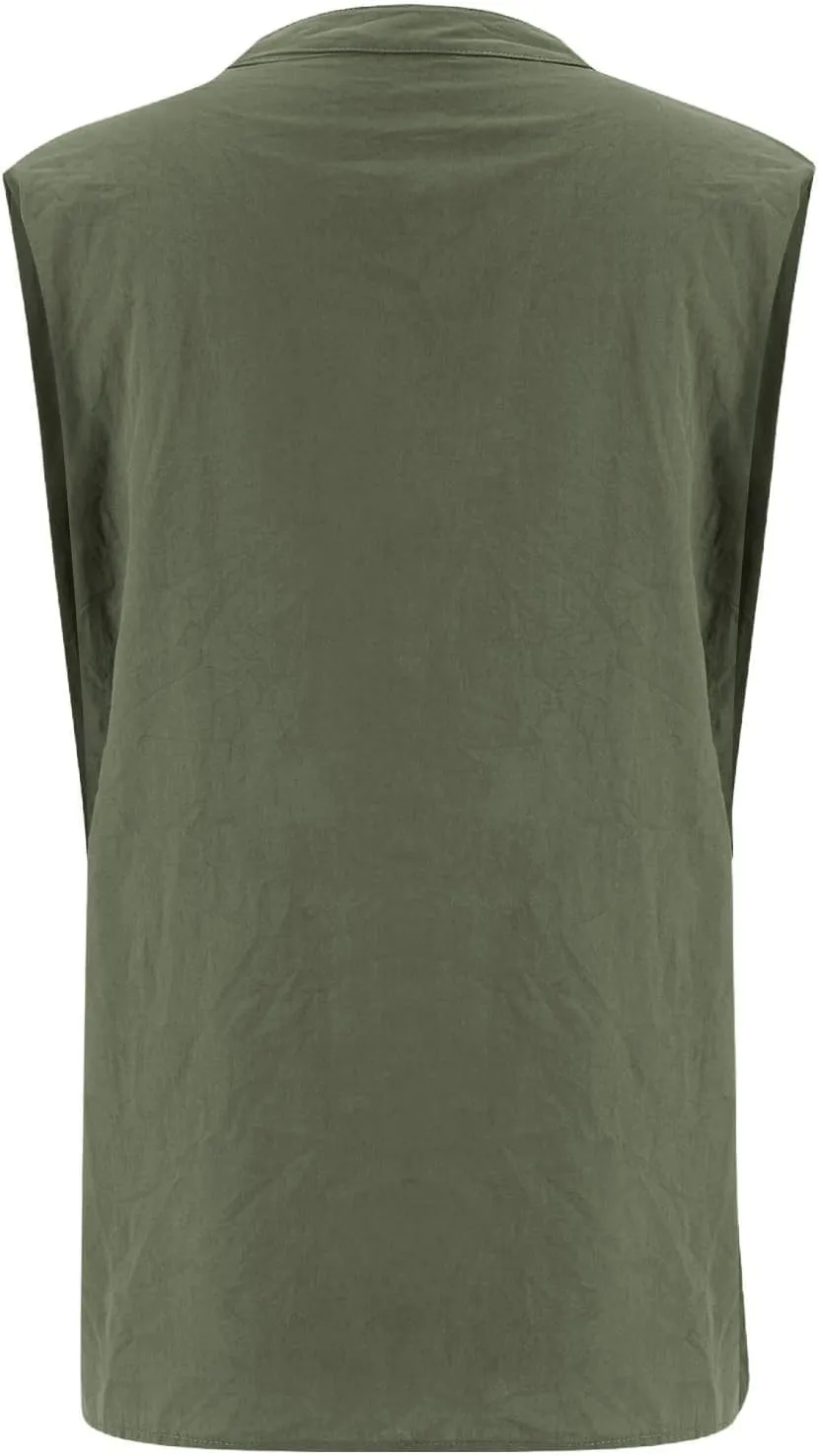Womens Sleeveless Button Down Shirts Cotton Linen V Neck Blouses Solid Color Casual Work Tank Tops Plus Size Tunics