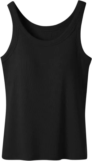 Women's Spaghetti Strap Tank Top with Built in Bra U Neck Lightweight Soft Basic Shirts Seamless Lounge Casual Tanks