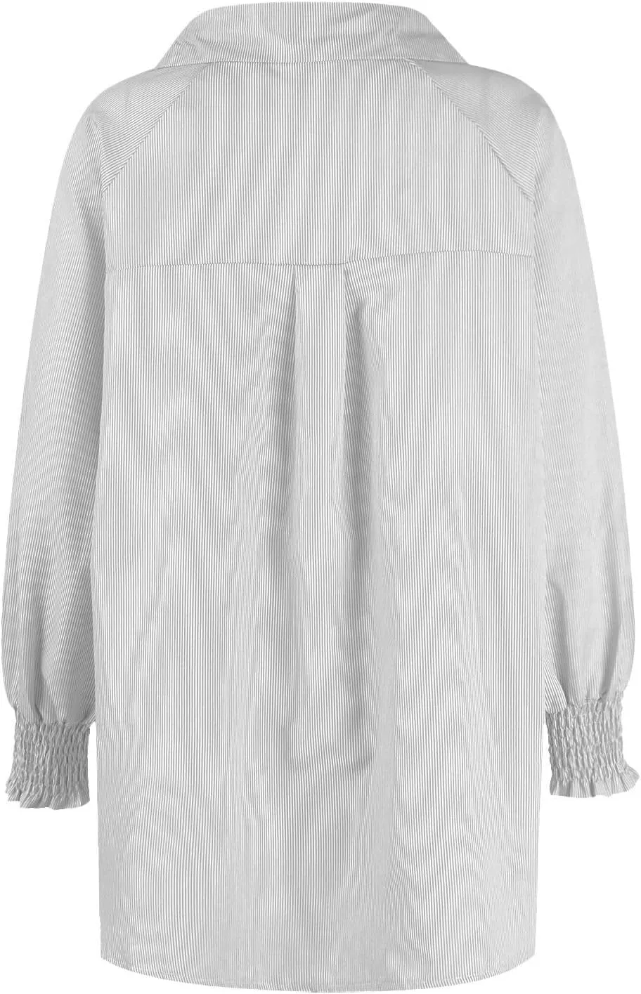 Women's Striped Button Down Shirts Puff Sleeve Oversized Blouses Boyfriends Loose Tunics Business Work Tops