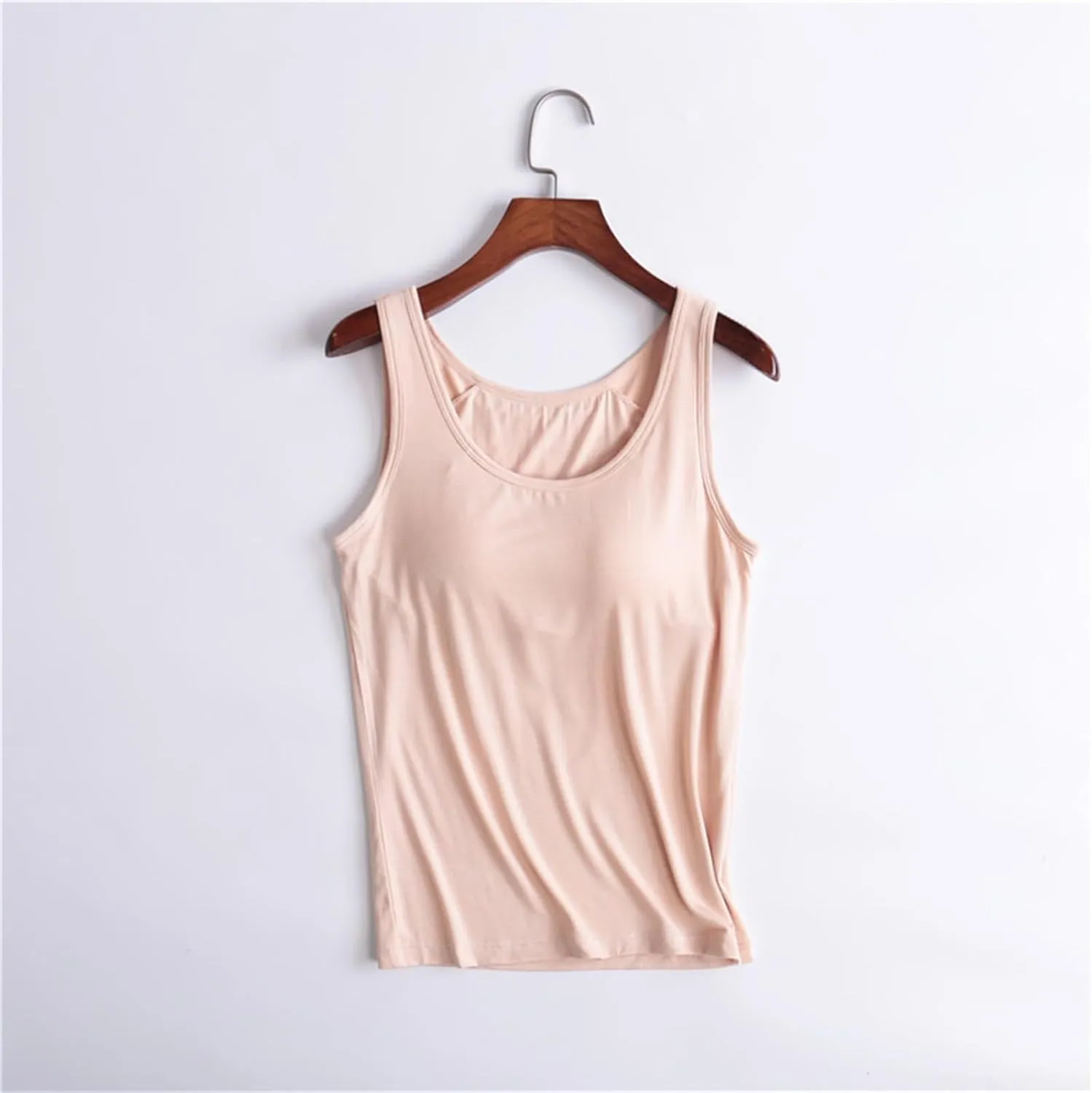 Womens Tank Top with Built-in Bra Scoop Neck Camisole Tops for Women Casual Cotton Cami Shirts 2025