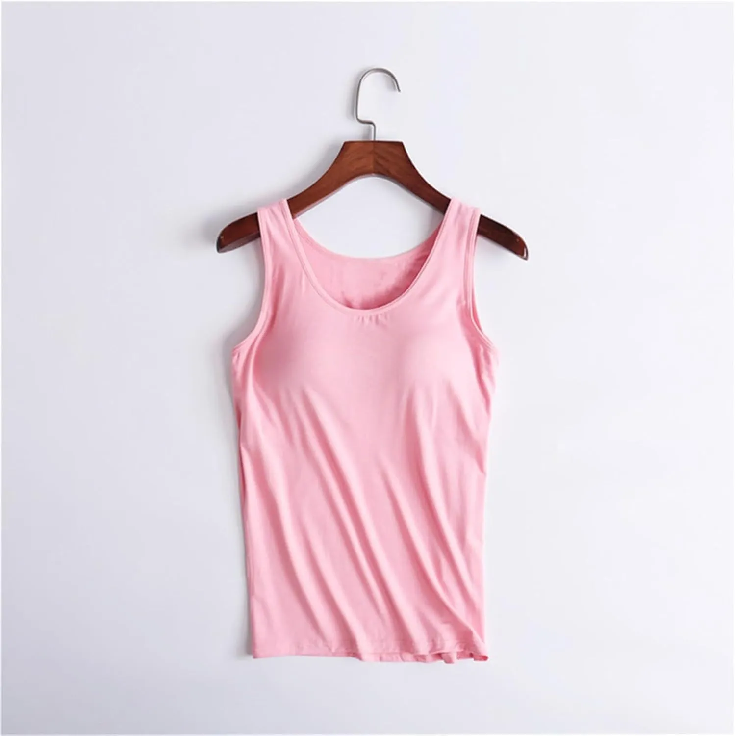 Womens Tank Top with Built-in Bra Scoop Neck Camisole Tops for Women Casual Cotton Cami Shirts 2025