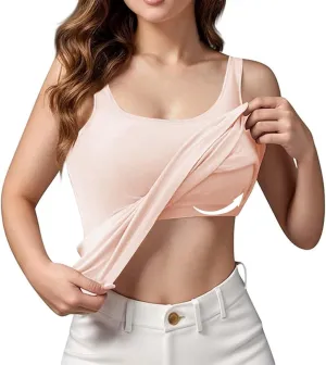 Womens Tank Top with Built-in Bra Scoop Neck Camisole Tops for Women Casual Cotton Cami Shirts 2025