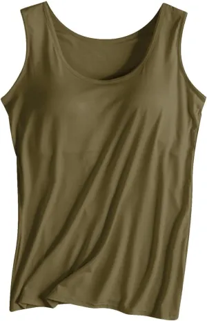 Womens Tank Tops with Built in Bras with Chest Pad Without Wearing Bra One Tank Top Sling Cotton Shelf Bra Camisoles