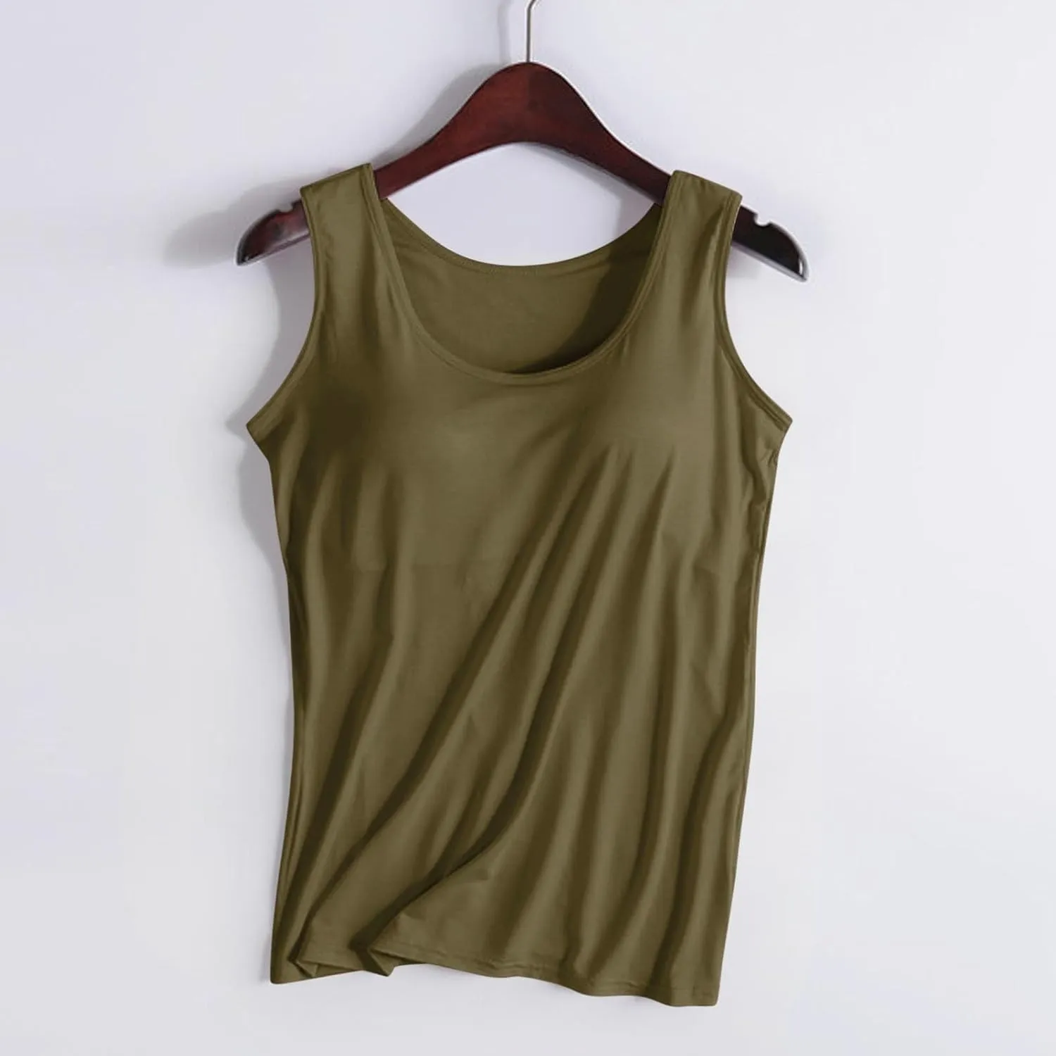 Womens Tank Tops with Built in Bras with Chest Pad Without Wearing Bra One Tank Top Sling Cotton Shelf Bra Camisoles