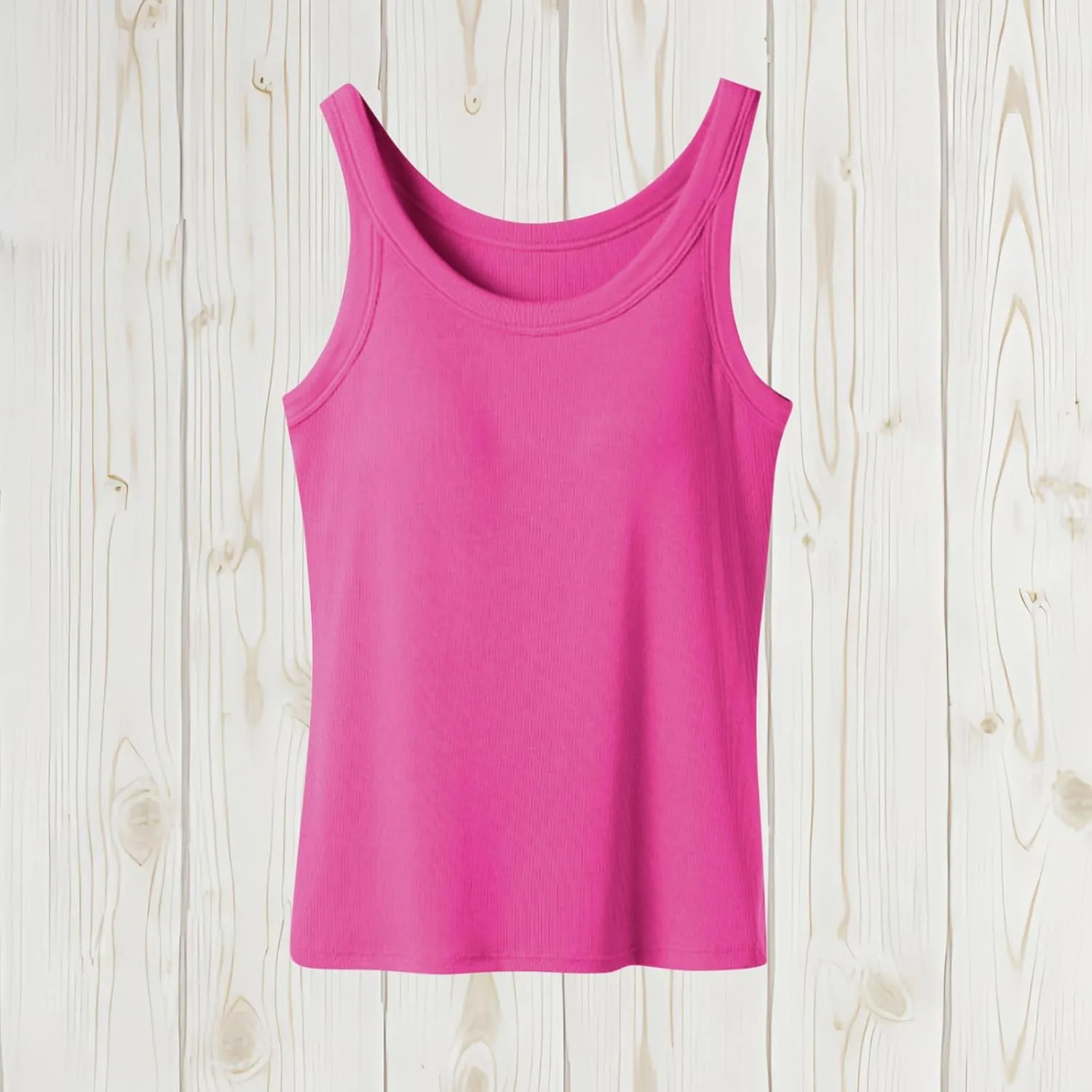 Women's Tank with Built in Bra U Neck Sleeveless Smooth Tanks Seamless Soft Spaghetti Strap Comfy Tops for Ladies