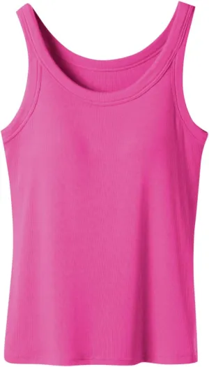 Women's Tank with Built in Bra U Neck Sleeveless Smooth Tanks Seamless Soft Spaghetti Strap Comfy Tops for Ladies