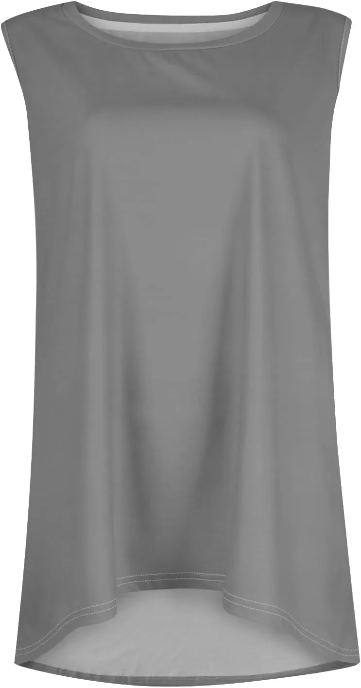 Womens Tunic Tops to Wear with Leggings Summer Casual Loose T Shirt Round Neck Sleeveless Tank Tops