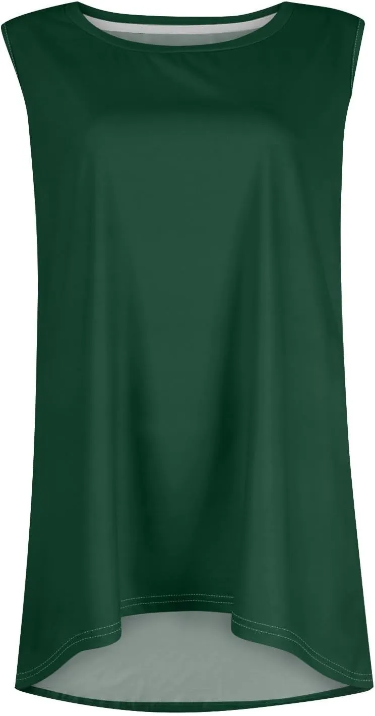 Womens Tunic Tops to Wear with Leggings Summer Casual Loose T Shirt Round Neck Sleeveless Tank Tops