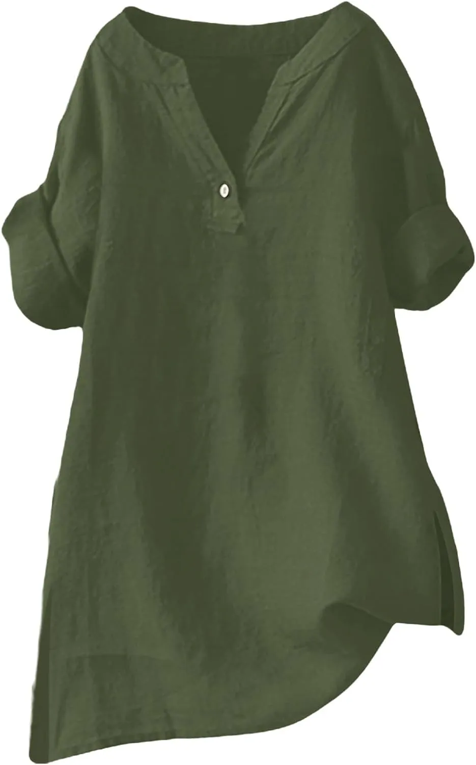 Womens V Neck Linen Henley Shirts 2025 Trendy Short Sleeve Button Summer Tee Blouses Loose Dressy Vacation Tunic Tops