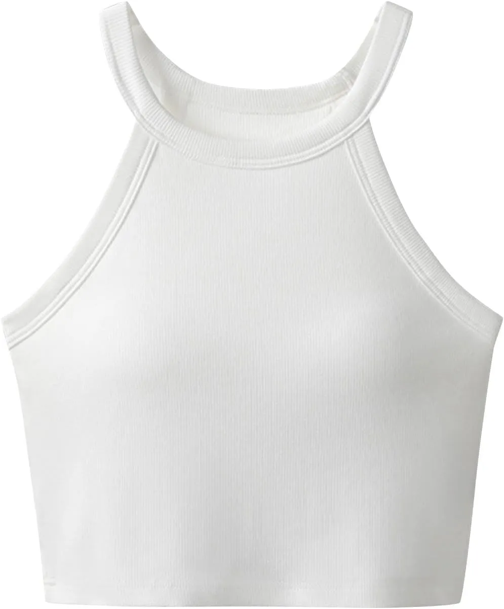 Women's with Padded Tank Tops Cute Crop Sexy Shirts Basic Going Out Tanks Wrap Bras Undershirts for Workout