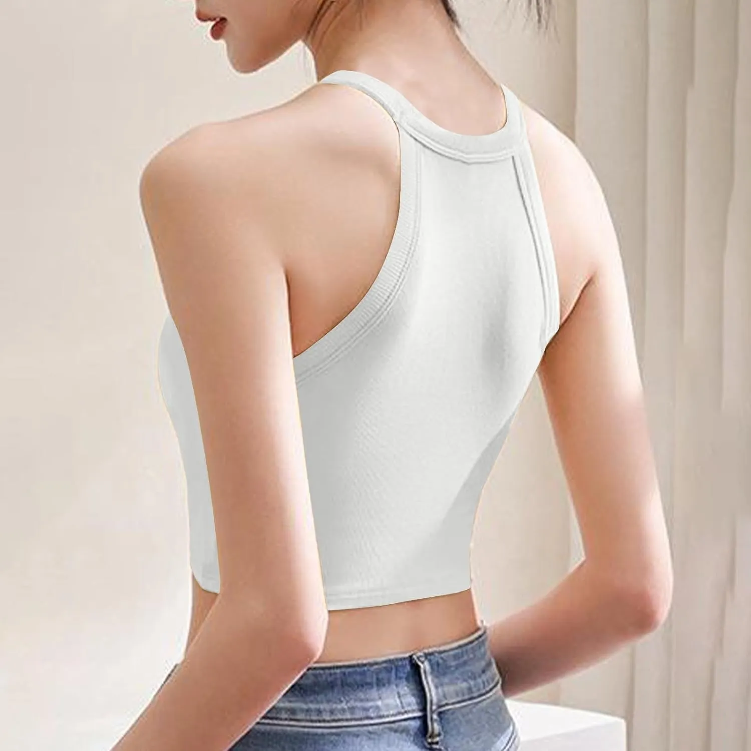 Women's with Padded Tank Tops Cute Crop Sexy Shirts Basic Going Out Tanks Wrap Bras Undershirts for Workout
