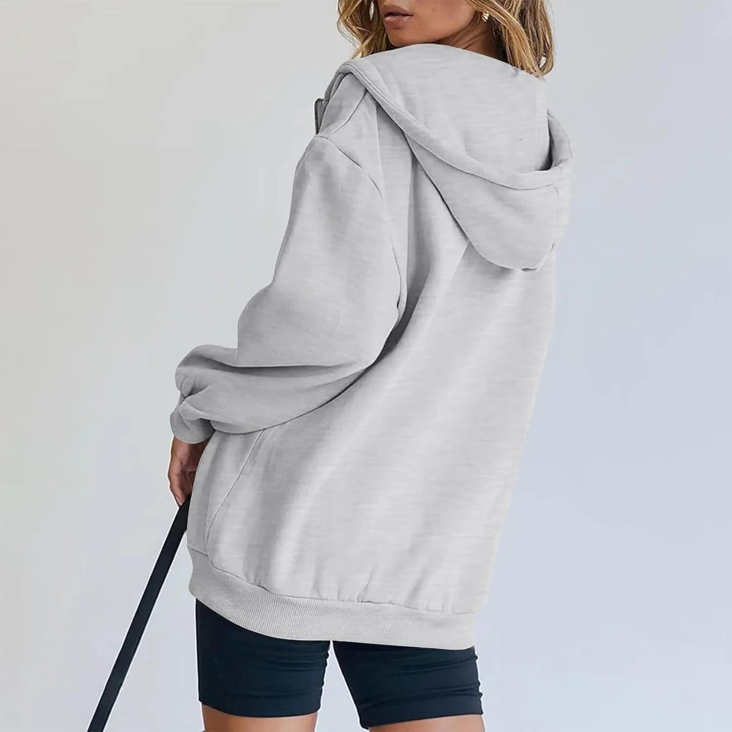 Zip Up Hoodie Women Fleece Lined Long Sleeve Oversized Sweatshirt Cute Hoodies Y2K Trendy Fall Jackets with Pockets