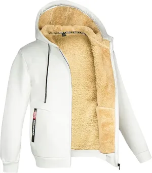 ZWRXW Hoodies for Men Full Zip Heavyweight Fleece Sherpa Lined Sweatshirt Winter Warm Jacket Casual Work Coat with Pocket